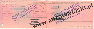 Kentekenbewijs - dowód rejestracyjny - Belgia