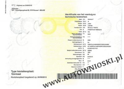 Kentekenbewijs deel 2 - dowód rejestracyjny (część 2) - Belgia