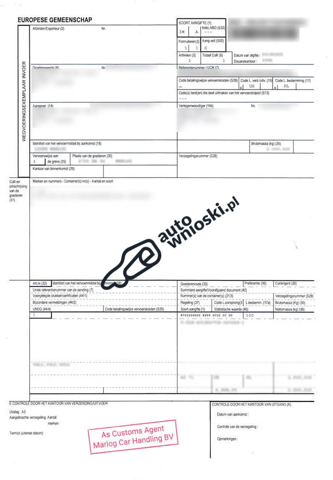 Jak wygląda holenderska odprawa celna pojazdu sprowadzonego do Unii Europejskiej • autoWnioski.pl