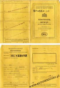 Dowód rejestracyjny - Kentekenbewijs (Certificate of registration, Certificat d'immatriculation, Carta di circola)