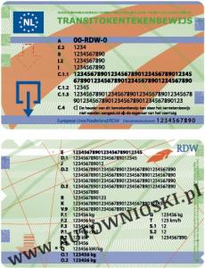 Tranzytowy dowód rejestracyjny - Transitokentekenbewijs