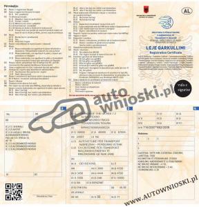 Dowód rejestracyjny - Leje qarkullimi (Certificate of registration, Certificat d'immatriculation, Carta di circola)