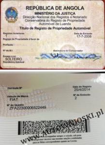 Dowód rejestracyjny - Título de registo de propriedade automóvel (Certificate of registration, Certificat d'immatriculation, Carta di circola)