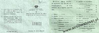 Dowód rejestracyjny - Título de registo de propriedade automóvel (Certificate of registration, Certificat d'immatriculation, Carta di circola)