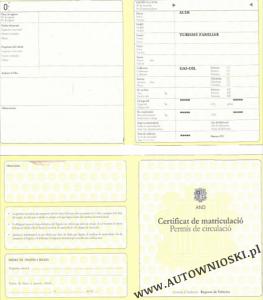 Certificat de Matriculació / Permís de Circulació - dowód rejestracyjny