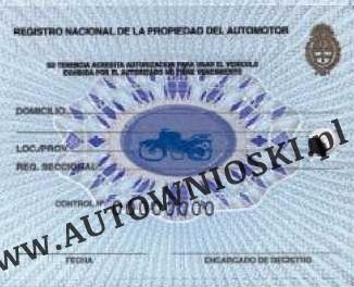 Registro nacional de las propiedad del automotor - dowód rejestracyjny - Argentyna