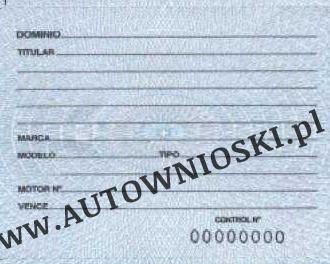 Registro nacional de las propiedad del automotor - dowód rejestracyjny - Argentyna
