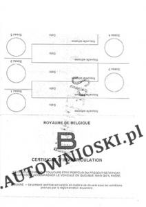 Kentekenbewijs - dowód rejestracyjny - Belgia