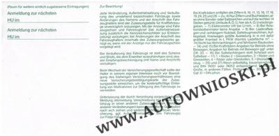 Fahrzeugschein - dowód rejestracyjny -  Niemcy