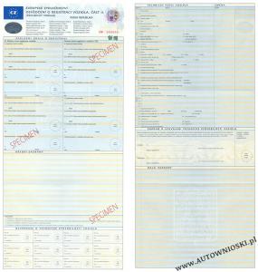 Dowód rejestracyjny - Część 2 - (Certificate of registration, Certificat d'immatriculation, Carta di circola)