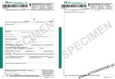 Dowód rejestracyjny - Część 1 - (Certificate of registration, Certificat d'immatriculation, Carta di circola)