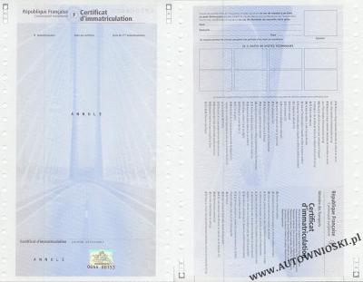 Dowód rejestracyjny (Certificate of registration, Certificat d'immatriculation, Carta di circola)