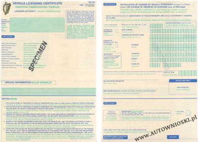 Dowód rejestracyjny (Certificate of registration, Certificat d'immatriculation, Carta di circola)