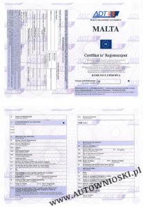 Dowód rejestracyjny (Certificate of registration, Certificat d'immatriculation, Carta di circola)