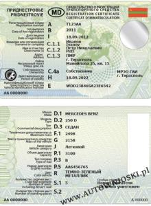 Dowód rejestracyjny (Certificate of registration, Certificat d'immatriculation, Carta di circola)