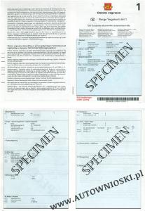 Dowód rejestracyjny - Część 1 - (Certificate of registration, Certificat d'immatriculation, Carta di circola)