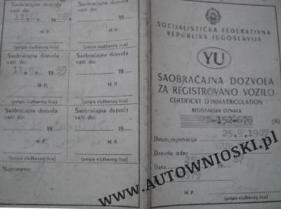 Dowód rejestracyjny (Certificate of registration, Certificat d'immatriculation, Carta di circola)