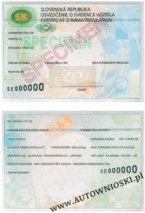 Dowód rejestracyjny (Certificate of registration, Certificat d'immatriculation, Carta di circola)