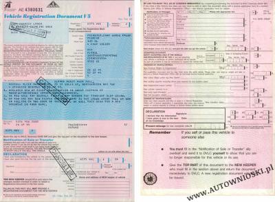 Dowód rejestracyjny (Certificate of registration, Certificat d'immatriculation, Carta di circola)