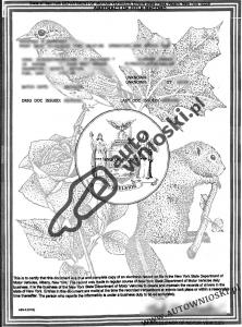 Abstract of Title Record - Stan Nowy Jork (Wyciąg z rejestru pojazdów - State of New York)