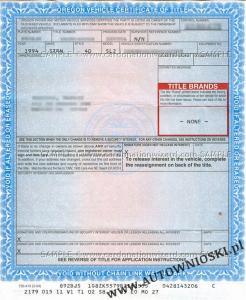 Certyfikat własności - Stan Oregon (Certificate of Title - State of Oregon)