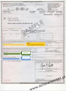 Certyfikat własności - Stan Dakota Północna (Certificate of Title - State of North Dakota)